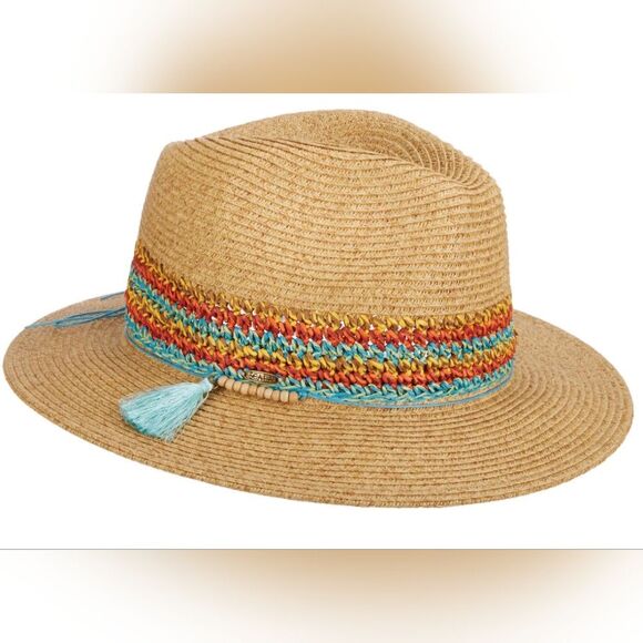 Scala Collection Natural Multi Braid Straw Safari Hat Excellent Condition - Picture 1 of 8